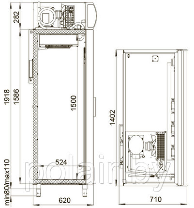 Холодильный шкаф DM110Sd-S  POLAIR (ПОЛАИР) двери купе 1000 л. t +1 +10, фото 2
