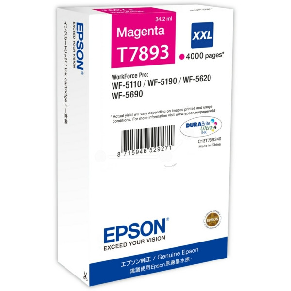 Картридж T7893/ C13T789340 (для Epson WorkForce Pro WF-5110/ WF-5190/ WF-5620/ WF-5690) пурпурный