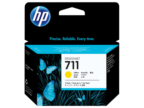 Картридж 711/ CZ136A (для HP DesignJet T120/ T125/ T130/ T520/ T525/ T530) жёлтый, тройная упаковка