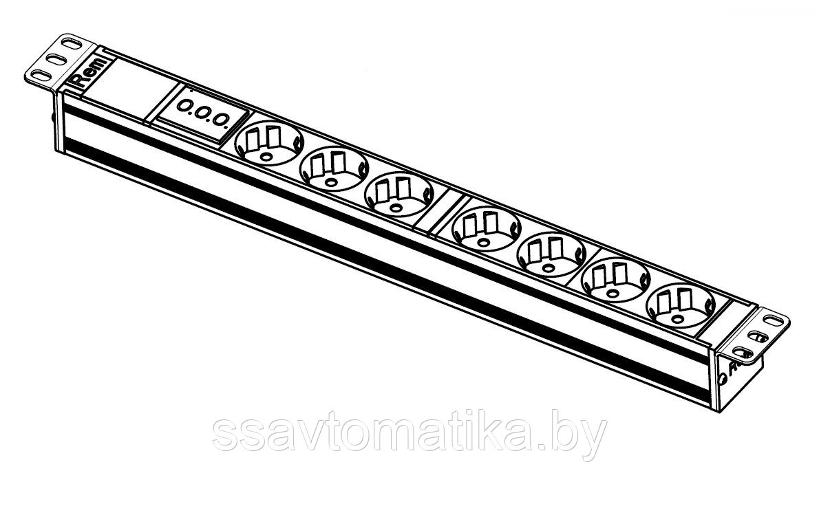 Блок розеток Rem-32 с амп, 7 Schuko, 32А, алюм., 19", колодка - фото 1 - id-p49539858