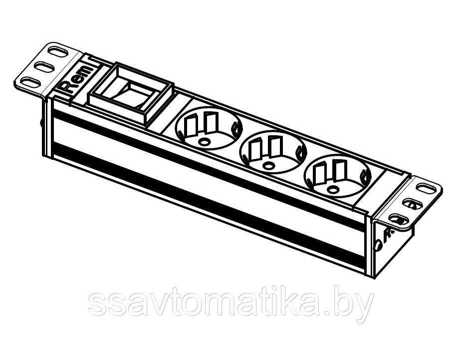 Блок розеток Rem-10 без шнура с выкл., 3 Sсhuko, 10A, алюм., 10"