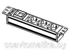 Блок розеток Rem-10 без шнура с выкл., 3 Sсhuko, 10A, алюм., 10"