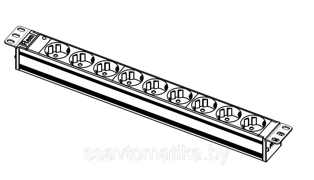 Блок розеток Rem-10 без шнура с инд., 9 Sсhuko, 10A, алюм., 19"