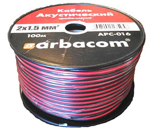 Акустический кабель 2х1.5кв.мм 1 метр (красно-черный) APC-016