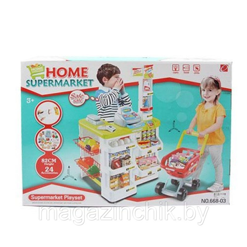 Игровой набор Супермаркет 668-03 с кассой, тележкой и товарами - фото 2 - id-p49827242