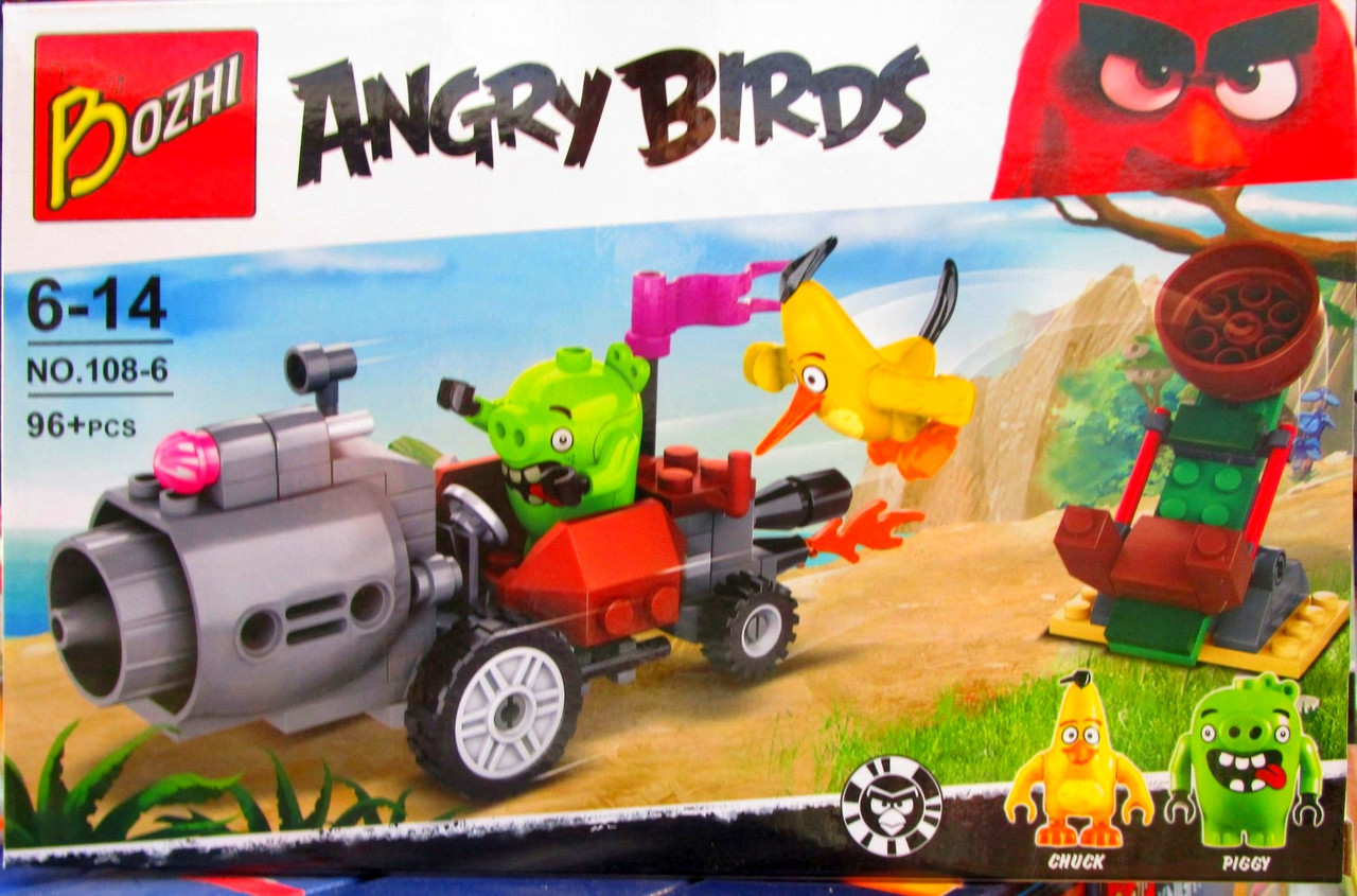 Конструктор ANGRY BIRDS 108-6 Побег из машины свинок, с катапультой (аналог Lego 75821) - фото 1 - id-p49841322