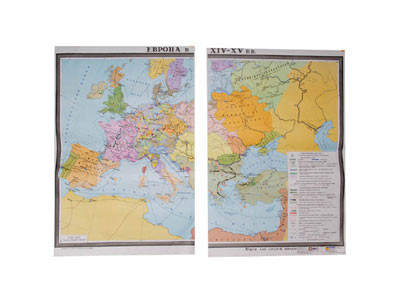 Учебная карта "Европа в 14 - 15 вв." (матовое, 2-стороннее лам.) - фото 1 - id-p50121553