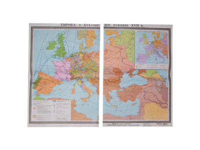 Учебная карта "Европа в 16 - первой половине 17 в.в." (матовое, 2-стороннее лам.) - фото 1 - id-p50121556
