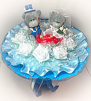 Букет из мягких игрушек (на свадьбу), арт. СВ01 (синий), фото 1