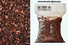 Кора-мульча, "ЭКОНОМ", смешанная фракция 35% мелкая фр.55% средняя фр. 10% крупная фр.  уп. 70 литров