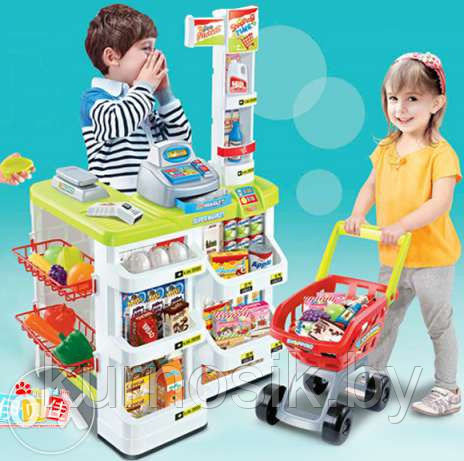 Детский игровой супермаркет 668-03 тележка,касса,продукты,звук - фото 3 - id-p50186619