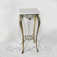 Бронзовый высокий столик «Порту» с мраморной столешницей