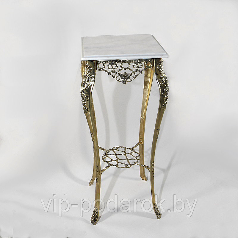 Бронзовый высокий столик «Порту» с мраморной столешницей - фото 1 - id-p50292161