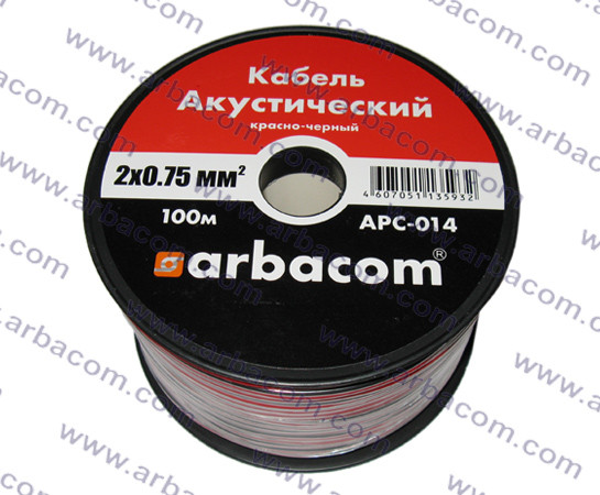 Акустический кабель 2х0.75кв.мм 100м на бобине(красно-черный) (АРБАКОМ)