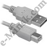 Кабель USB2.0 Hama A-B (m-m) 1.5m позолоченные контакты белый/светло-серый (H-53200), КНР