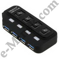 Хаб (концентратор) USB Orient BC-306 USB3.0 Hub 4 port с выключателями - фото 1 - id-p40507770