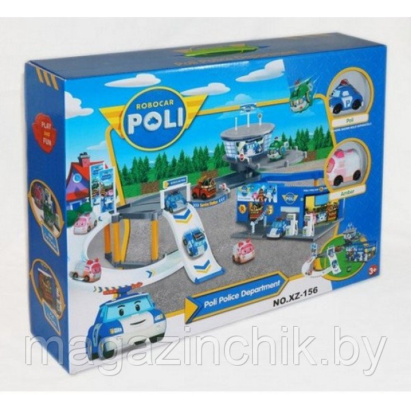 Игровой набор парковка Полицейская база Робокар Поли XZ-156, в комплекте 2 машинки, наклейки - фото 2 - id-p50357440