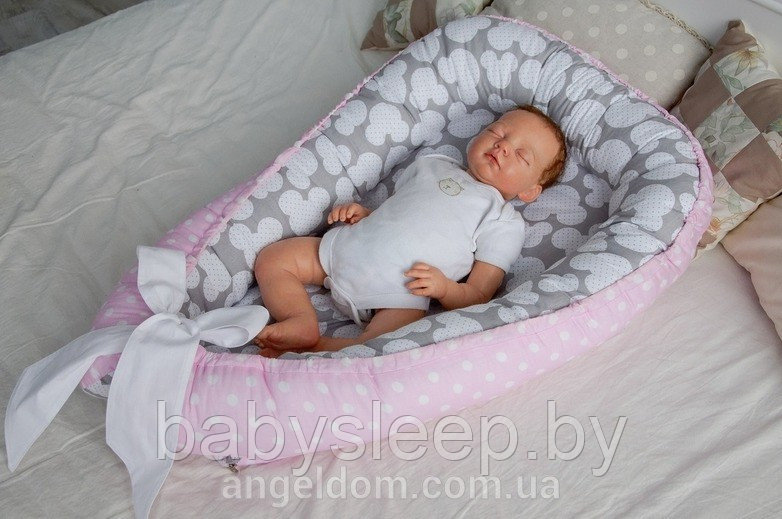 Гнездо-кокон для новорожденного на молнии "Эконес ( съемная наволочка и матрасик) "BabySleep". 