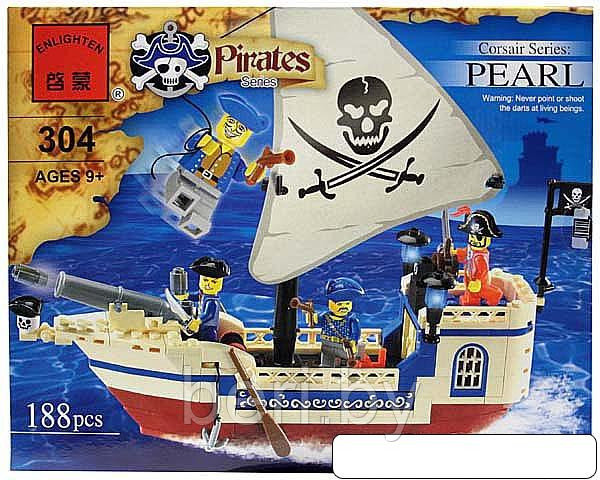 Конструктор Brick (Брик) 304 Пиратский корабль 188 деталей, аналог LEGO