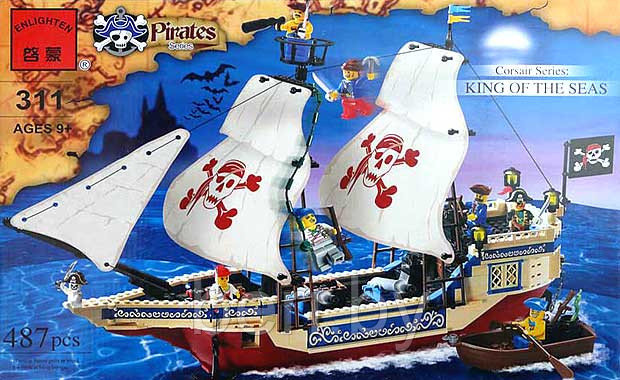 Конструктор Brick (Брик) 311 Короли морей Пиратский корабль 487 деталей, аналог LEGO