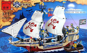 Конструктор Brick (Брик) 311 Короли морей Пиратский корабль 487 деталей, аналог LEGO