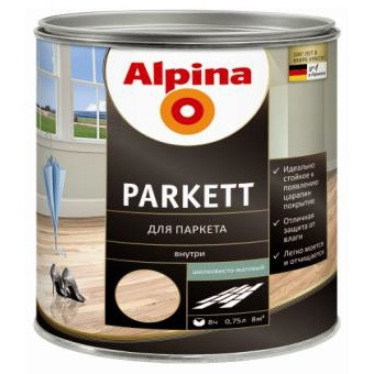 Лак для паркета Alpina Parkett шелковисто - матовый 0,75 л - фото 1 - id-p50500286