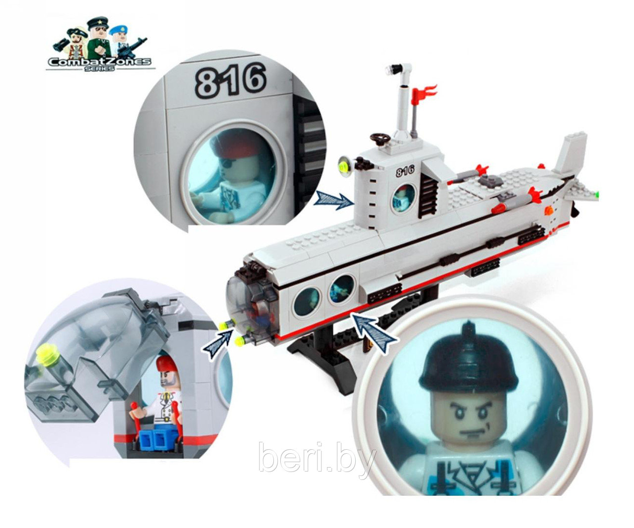 Конструктор Brick (Брик) 816 Подводная лодка 382 детали, аналог LEGO - фото 3 - id-p50500792
