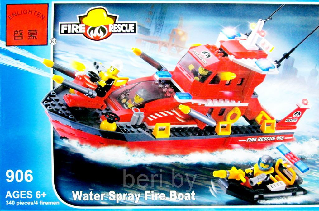 Конструктор Brick (Брик) 906 Пожарные спасатели 340 деталей, аналог LEGO