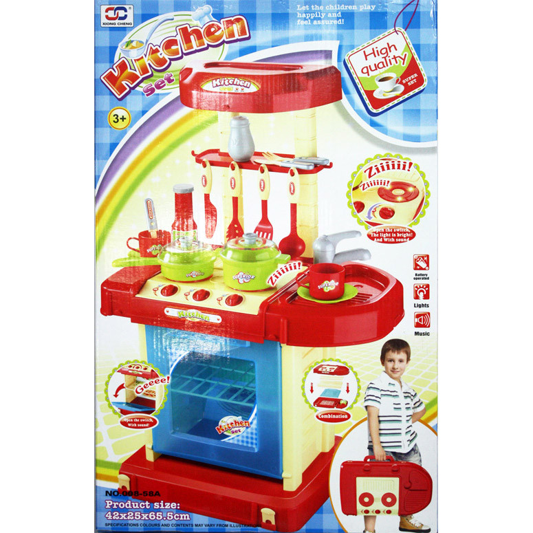 Детская игровая кухня Kitchen Set 008-58А в чемоданчике, свет, звук - фото 3 - id-p50588498