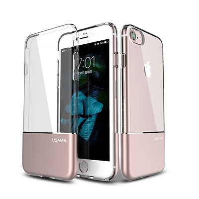 Силиконовый чехол Usams TPU Aluminium Case Cover Pink для Apple iPhone 6/6s - фото 1 - id-p50596798