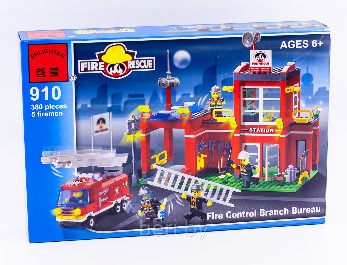 910 Конструктор Brick (Брик) Пожарная станция 380 деталей, аналог LEGO - фото 1 - id-p50596830