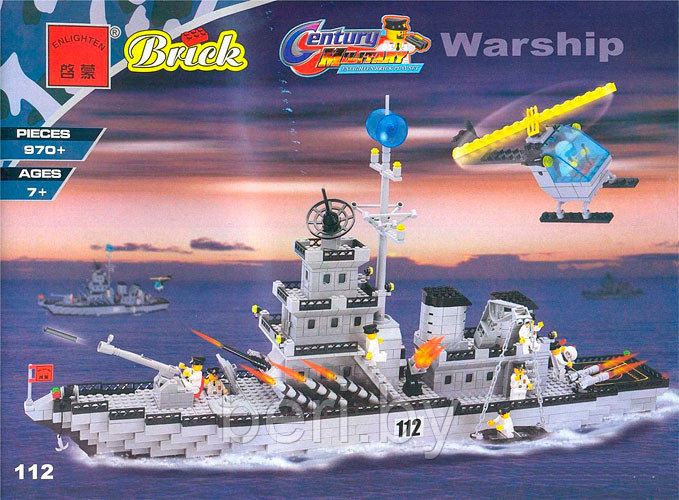 Конструктор Brick (Брик) 112 Военный корабль и вертолет 970 деталей, аналог LEGO - фото 5 - id-p50668835