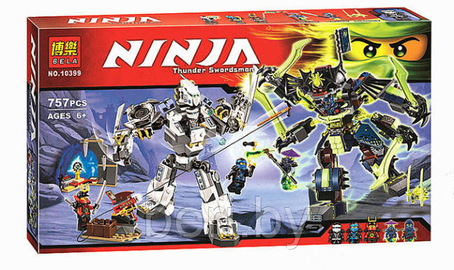 Конструктор Bela Ninja 10399 (аналог Lego Ninjago) Битва механических титанов - роботов, 757 деталей - фото 1 - id-p50682891