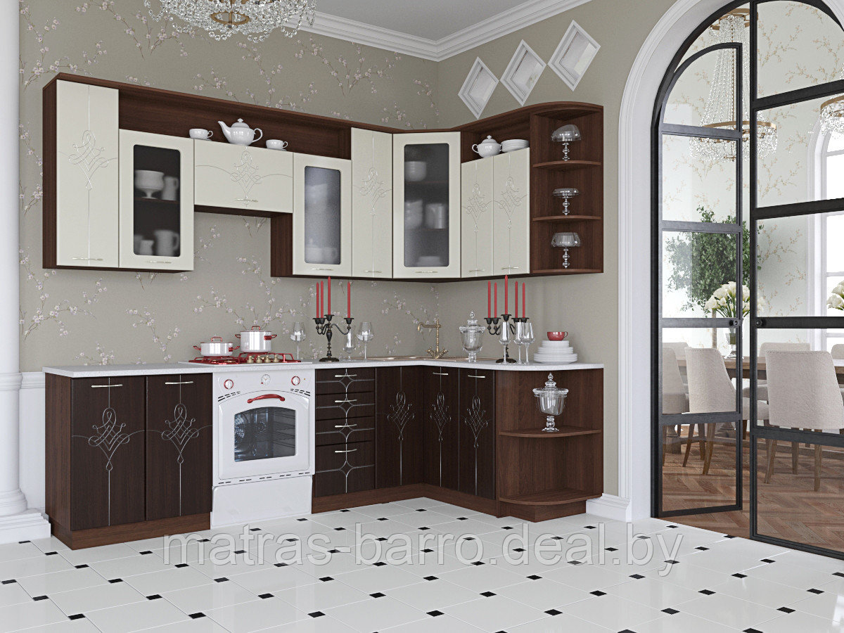 Угловая кухня Виола Каприз 2.6х1.5 метра белый глянец/бордо глянец - фото 5 - id-p50720026