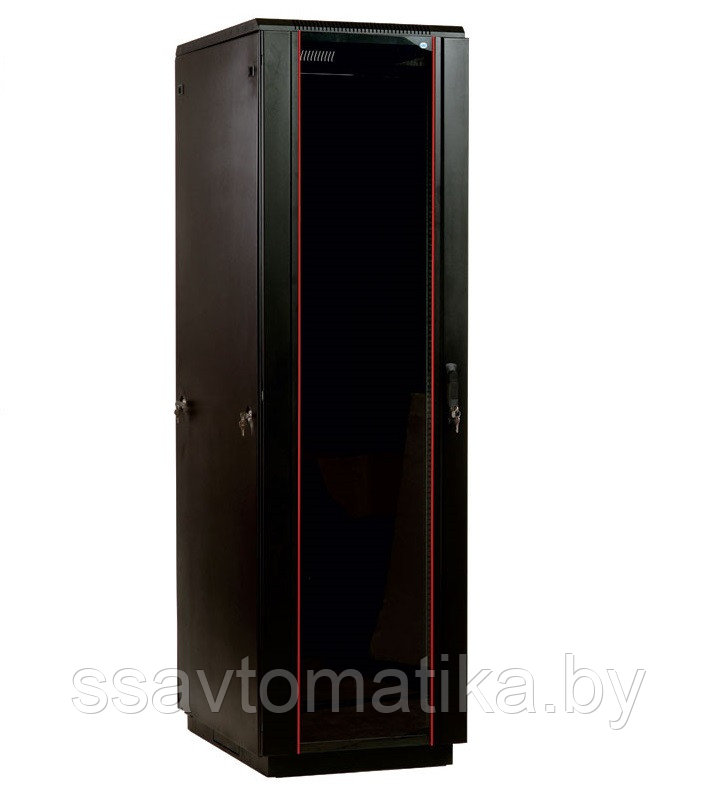 Шкаф напольный 33U (600x600) дверь стекло, чёрный
