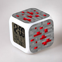 Часы настольные пиксельные "Блок красной руды", с подсветкой, фото 1
