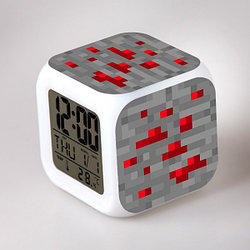 Часы настольные пиксельные "Блок красной руды", с подсветкой