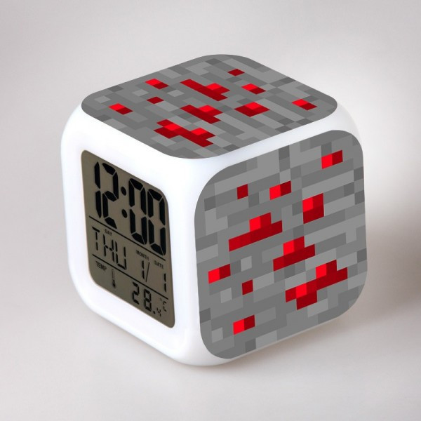 Часы настольные пиксельные "Блок красной руды", с подсветкой - фото 1 - id-p50742422