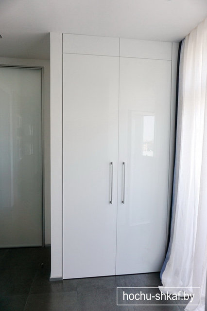 Встроенный распашной шкаф на две двери для прихожей на заказ в Минске
