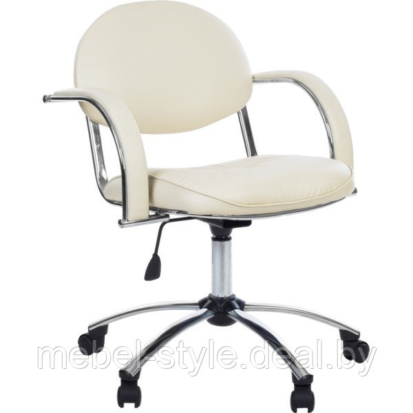 Компьютерное кресло METTA MC - 71 CH для работы в офисе и дома, MS - 70 хром кожа ECO черная.бежевая. - фото 2 - id-p50758592