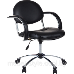 Компьютерное кресло METTA MC - 71 CH для работы в офисе и дома, MS - 70 хром кожа ECO черная.бежевая.