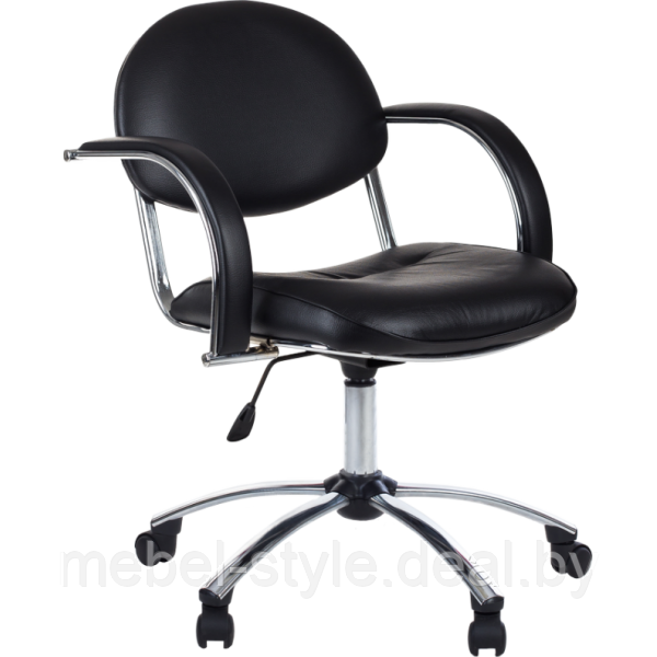 Компьютерное кресло METTA MC - 71 CH для работы в офисе и дома, MS - 70 хром кожа ECO черная.бежевая. - фото 1 - id-p50758592