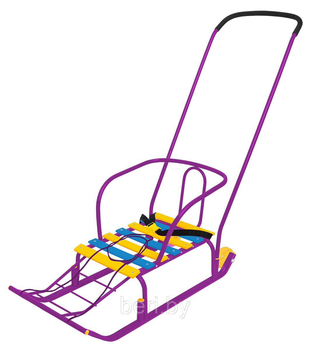 Санки детские (Т5К) Тимка 5 Комфорт колесики, перекидная ручка, 2 положения, фиолетовые