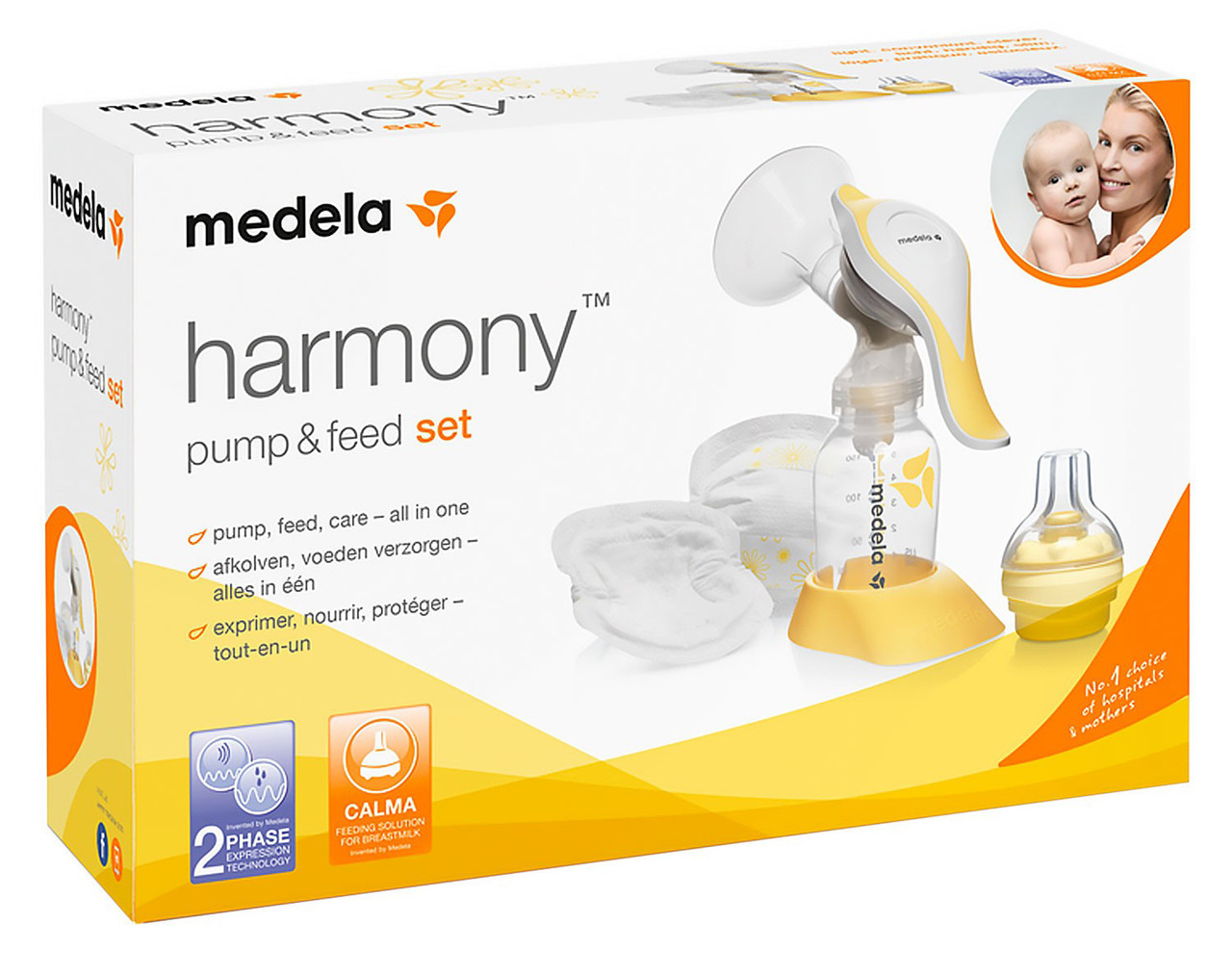 Молокоотсос ручной двухфазный Medela Harmony pump and feed set (cо смартсоской Calma)