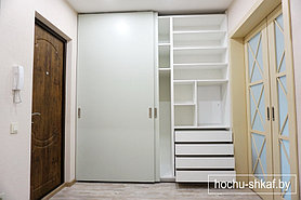 Шкаф в прихожую (фото внутреннее наполнение) на две двери с системой Hettich TopLine XL на заказ в Минске