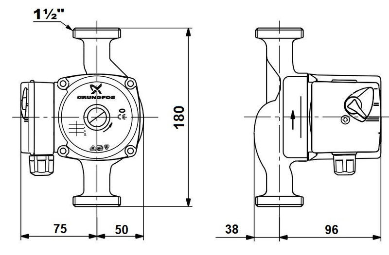 Насос циркуляционный Grundfos UPS 25-60 (для системы отопления) - фото 2 - id-p50858570