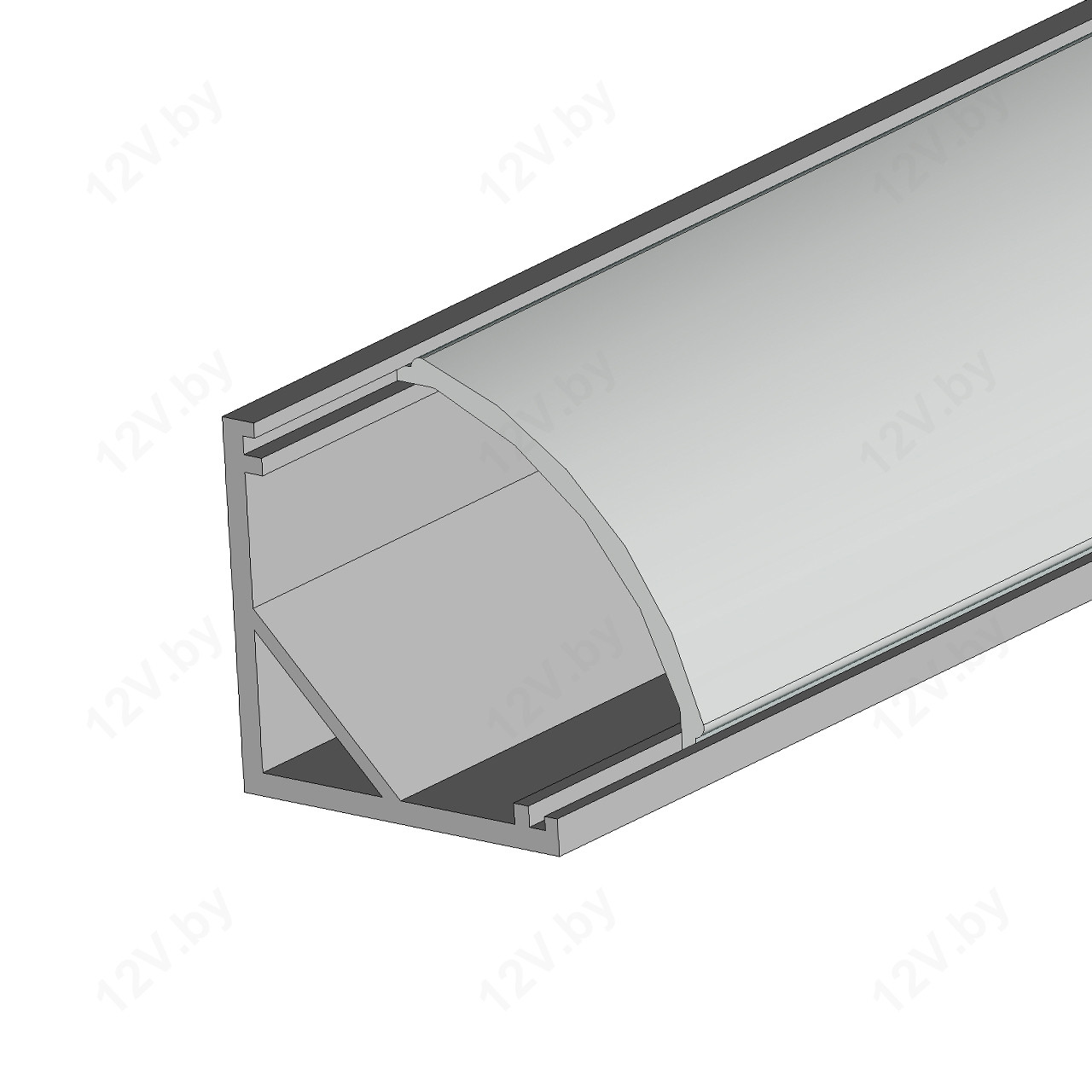 Алюминиевый профиль PA-L1616 угловой с полукруглым [матовым] экраном 16х16х2000mm. - фото 3 - id-p50329619