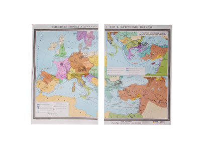 Учебная карта "Западная Европа в XI-XIII" (Крестовые походы) (матовое, 2-стороннее лам.) - фото 1 - id-p51071304