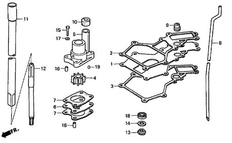 Прокладка корпуса редуктора Honda BF5, 12515-ZV1-010, фото 2