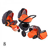 Детская коляска (3 в1) TUTIS Zippy New оранжевый/cерый. Бесплатная доставка.